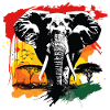 Elefant Afrika Safari Natur Vildmark Akvarell Konst