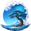Un arbre sous une vague