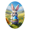Osterhase mit Ei, Oval