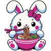 Kawaii Cute Rabbit Eating Ramen