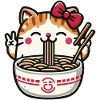 Cute Kawaii Cat eating Ramen 2