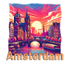 Amsterdam Sunset Canal Violet Grunge