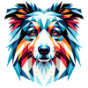 Lebendiger geometrischer Hund: Australian Shepherd