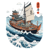 Japanese Art Aesthetic Captain Sailboat