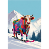 Kuh auf Ski