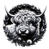Monochrome Highland Cattle