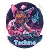 Techno DJ Rave Space Cat
