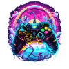 Synthwave Gamer Controller Fantasy Retro Gaming