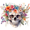 skull surrounded with wildflower