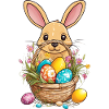 Bunny behind the Easter basket