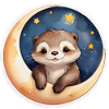 Otter sitzt im Mond