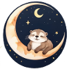 Loutre assise dans la lune