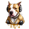 Chien bouledogue avec écouteurs