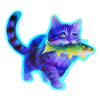 Cat walks with fish