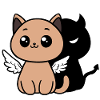 Angel Cat with a Devil Shadow