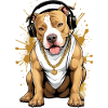 Chien bouledogue avec écouteurs