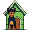 Serious Rottweiler Guarding House