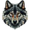 Bunter Wolf im Mosaik-Stil