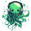 Jellyfish with headphones