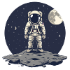 Astronaut Frontal Asteroid Moon Background