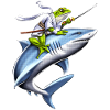 Grenouille Samouraï Ninja Équitation Requin