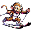 Affe Schimpanse Skifahrer Winterurlaub Design