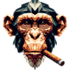 Ein Affe mit Zigarre im Polygon-Stil