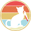 Lustige Katze mit Messer