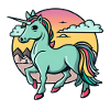 Smaragdgrünes Einhorn am Himmel