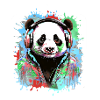 Panda, headphones,panda with headphones, illustration