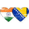 Inde Bosnie drapeau coeur utilisé