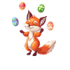 Easter Red Fox Juggling Eggs