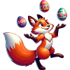Easter Fox Juggler with Eggs