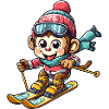 Affe Schimpanse Skifahrer Winterurlaub Design