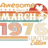 Maart 1976 Vintage 1976 Retro verjaardagscadeau