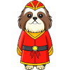 Regal Pekingese in Chinese Attire