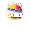 Singen im Regen: Bunter Regenschirm