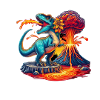 Dino Vulkaneruption mit Blume