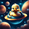 Canard mignon dans l’espace