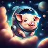 Cute piggy in space