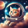 Chat mignon dans l’espace