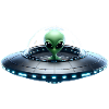 Green Alien in Spaceship
