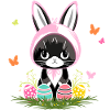 Ostern Katze Ostereier Hasenkostüm