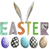 Osterdesign mit bunter Eierfamilie