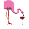 Flamingo with wine glass