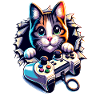 Katzen-Gamer mit Controller