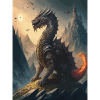 Dragon Warrior Black Red Illustration