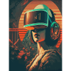 Futuristic woman with VR headset