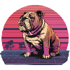 Bouledogue néon rétro