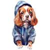 Lustiger Spaniel in der Hundekleidung.